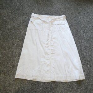 Ann Taylor Weekend Skirt White New Lined Linen Middi